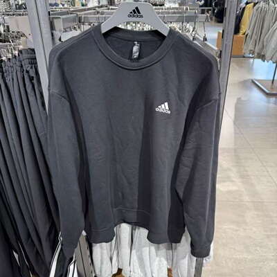 Adidas阿迪达斯男女经典小logo针织圆领运动休闲卫衣套头衫JM9107