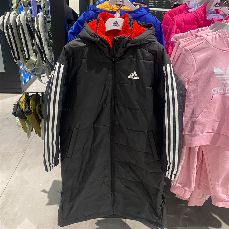 Adidas阿迪达斯男女大童冬季保暖宽松运动休闲连帽棉服外套HM7167