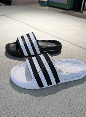 Adidas阿迪达斯三叶草夏经典户外沙滩凉拖黑白条纹男女拖鞋IF3670