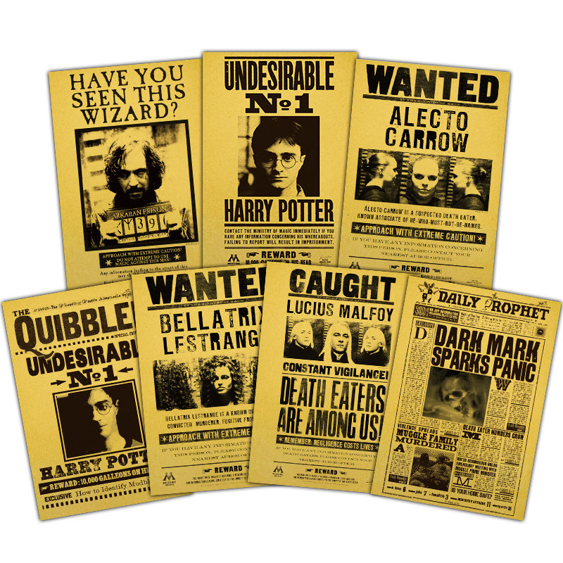 哈利波特海报素材预言家日报复古手账本魔法主题装饰画墙贴