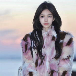 减龄年轻款 韩版 加厚狐狸毛毛外套女冬 时尚 MJ粉色环保皮草2024新款