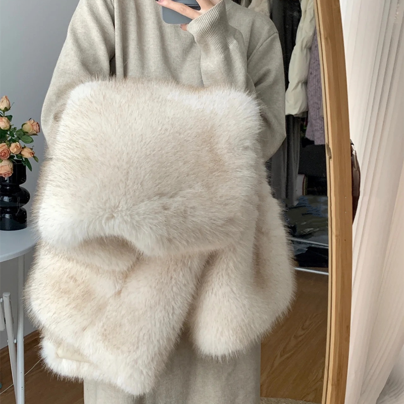 M家韩版狐狸毛环保皮草马甲中长