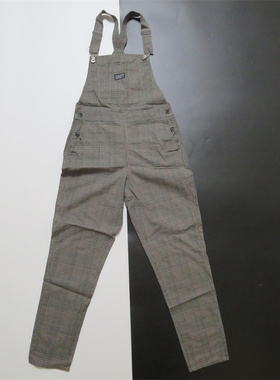 美式复古街头潮牌工装格子女款plaid滑板街舞长裤背带裤overalls
