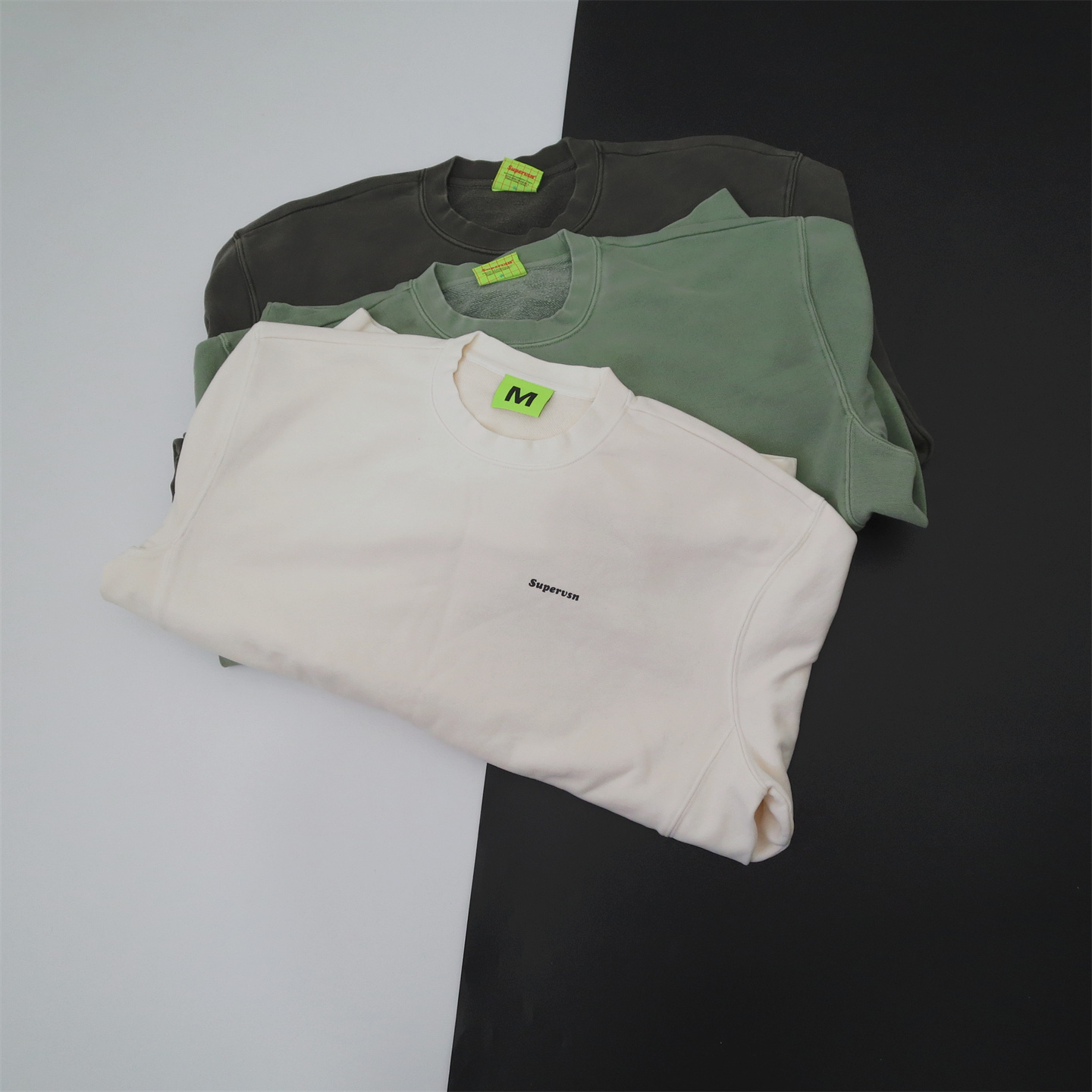 美式街头潮牌落肩宽松水洗廓形复古印花毛圈套头圆领卫衣crewneck