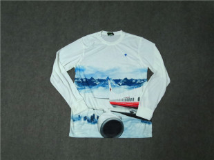 打底说唱运动款 美式 薄款 T恤tee街舞bboy大码 嘻哈老牌满印涤纶长袖