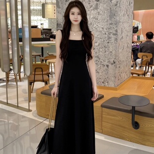 2024新款 吊带连衣裙子女夏季 气质显瘦收腰背心长裙 感无袖 法式