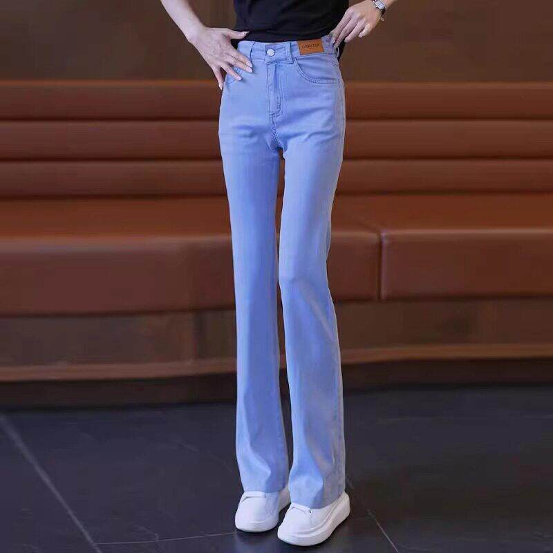 天丝微喇牛仔裤女夏季薄款长裤2026新款弹力高腰显瘦冰丝喇叭裤子