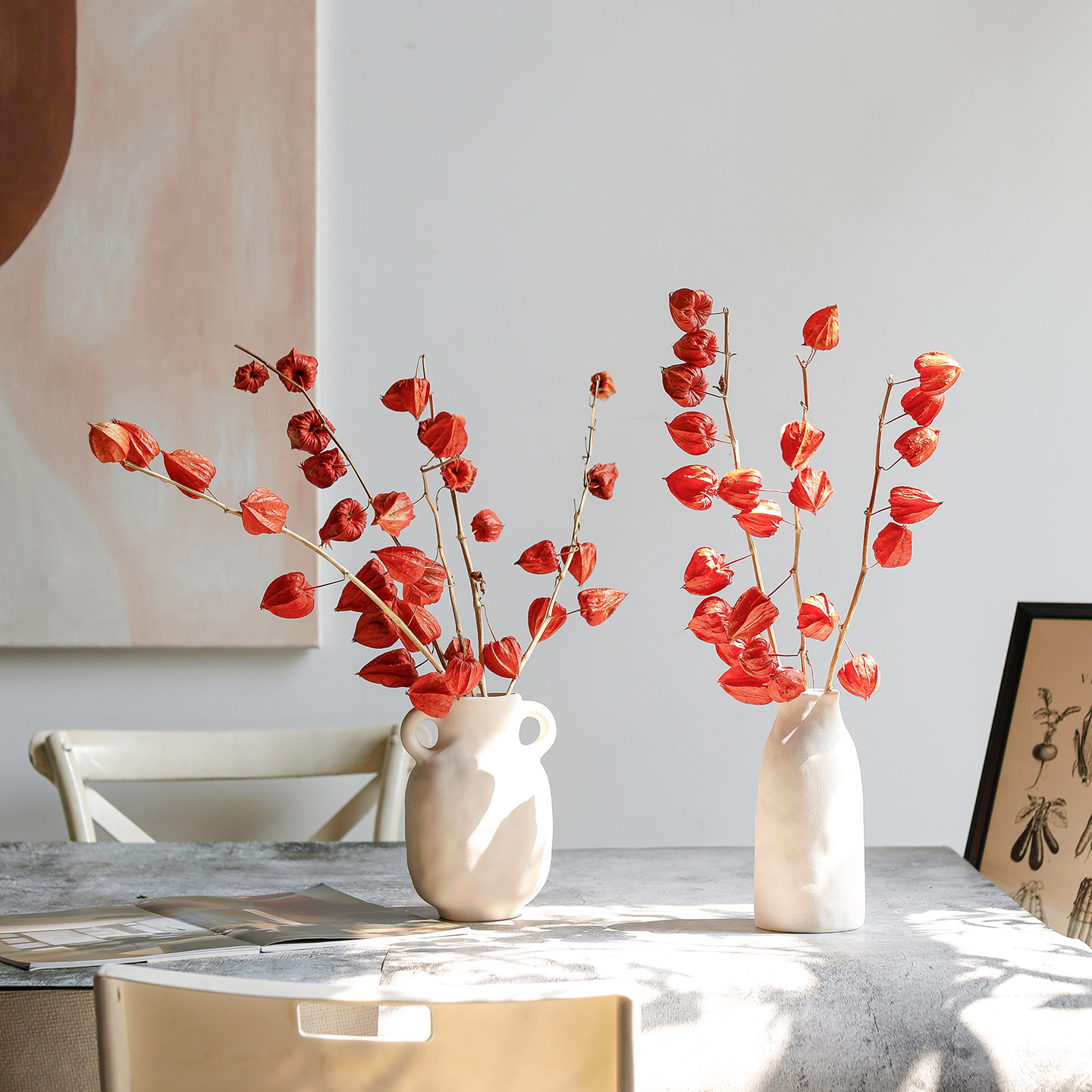 天然酸浆果干花真花红色氛围感酒店大堂家居插花餐桌摆件灯笼果子