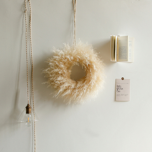 侘寂风天然芦苇干花花环挂饰成品墙面橱窗布置道具咖啡厅商铺门饰