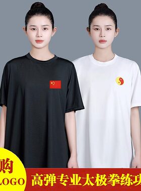 夏季太极服T恤团体武术表演短袖文化衫太极练功训练服太极拳定制