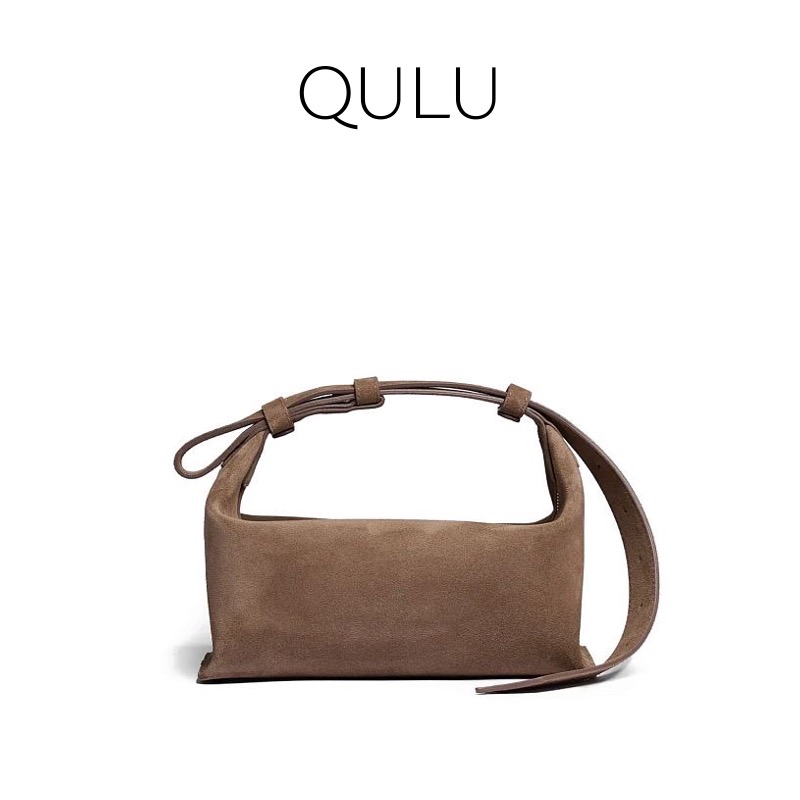 QULU老钱风麂皮枕头包 轻奢小众hobo饭盒包 手提包单肩斜挎