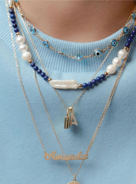 珍珠巴洛克天然青金石孔雀石项链