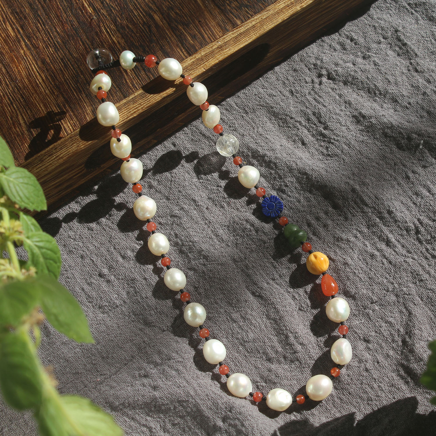 天然川料南红珍珠多宝高级项链女