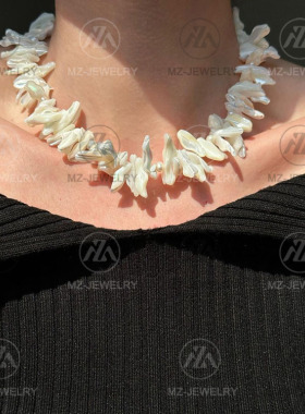 淡水珍珠异形贝壳天使翅膀项链女