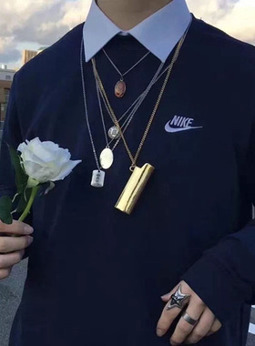 日本街拍装饰品镀金打火机毛衣链