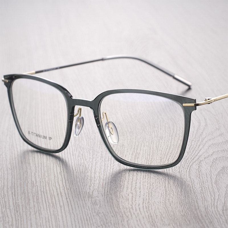 透明眼镜框配镜全框纯钛男女