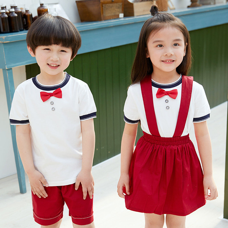 夏季幼儿园园服夏装小学生校服纯棉班服六一演出运动服毕业照套装
