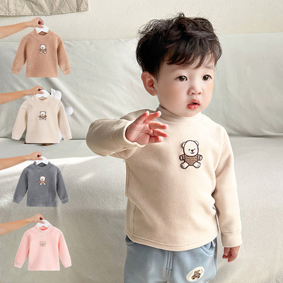 加绒加厚保暖打底衫半高领上衣