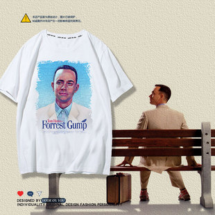 电影阿甘正传男T恤 个性恶搞阿甘潮流时尚印花短袖T恤衫夏装