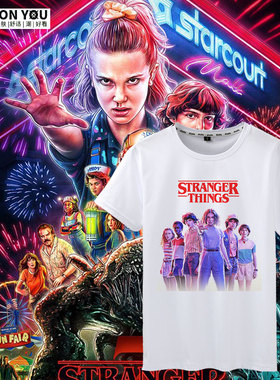美剧怪奇物语印花T恤 STRANGER THINGS 第三季 男女夏季新款白色