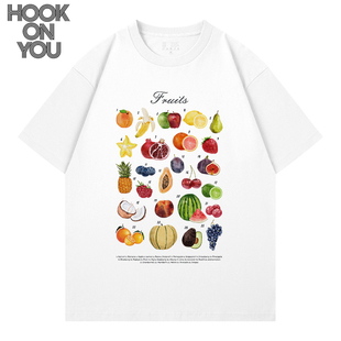 水果合集fruits趣味植物手绘健康短袖 宽松男女透气T恤上衣