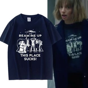 电影 怪奇物语第五季罗宾藏青色短袖T恤男女装秋冬潮情侣周边衣服