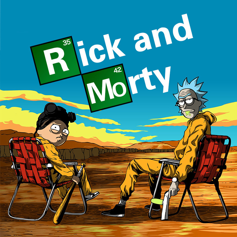 绝命毒师联名瑞克与莫蒂t恤男设计感小众rickandmorty周边短袖夏