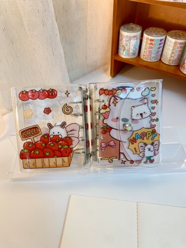 晒毛厂文创新品M5可爱活页壳原创pvc手帐本收纳文具闪粉外壳