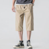 男7分中裤 夏季 中老年大裤 七分裤 衩外穿中年男士 爸爸纯棉休闲短裤