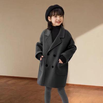 男童女童双面羊绒大衣2025秋冬新款儿童西装领中长款加厚毛呢外套
