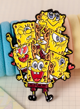 联名原创设计师蹄蹄 海绵宝宝胸针派大星徽章高档情侣别针ins饰品