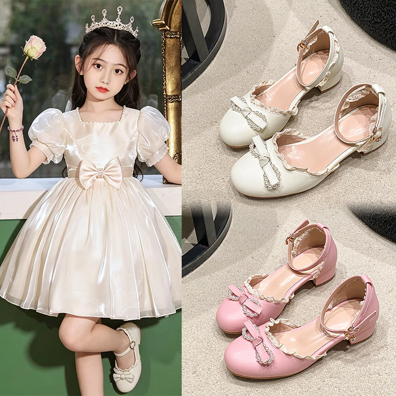 女童包头凉鞋甜美公主风洛丽塔高跟鞋儿童演出鞋中大童日系小皮鞋