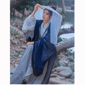 古装 女外披薄纱古风魏晋风日常单件百搭广袖 衫 现货魏晋风汉服大袖