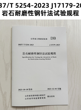 山东标准 DB37/T 5254-2023 J17179-2023 岩石耐磨性钢针法试验规程 Z