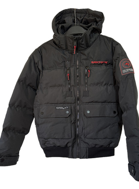 工装风撞色连帽棉衣 外贸男冬季加厚保暖防风防泼双口袋黑色外套