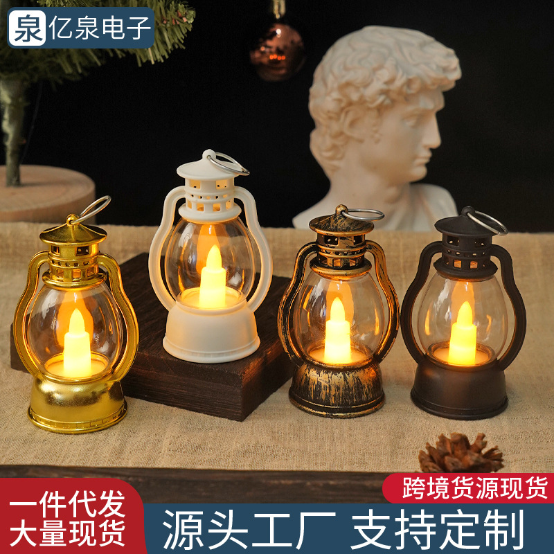 復(fù)古迷你小馬燈LED電子蠟燭燈手提燈煤油燈歐式氛圍感裝飾小擺件