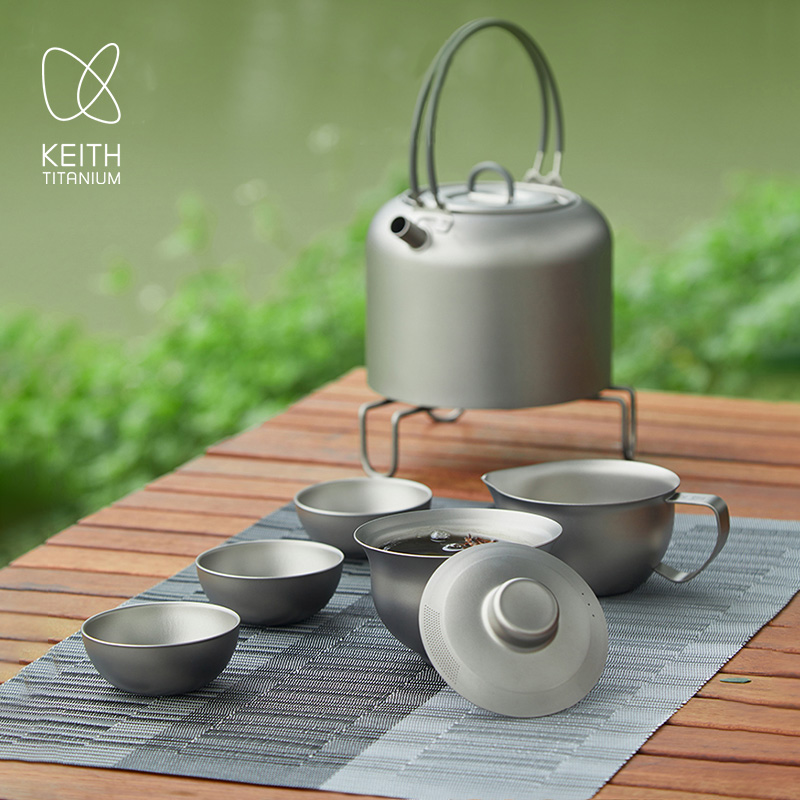 铠斯纯钛功夫茶具双层茶杯套组