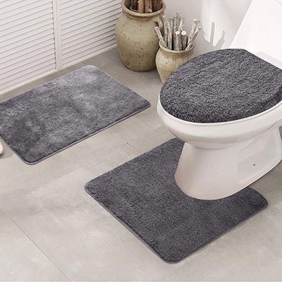 Anti-slip Bath Toilet Mats Set Coral Fleece Absorbent mat