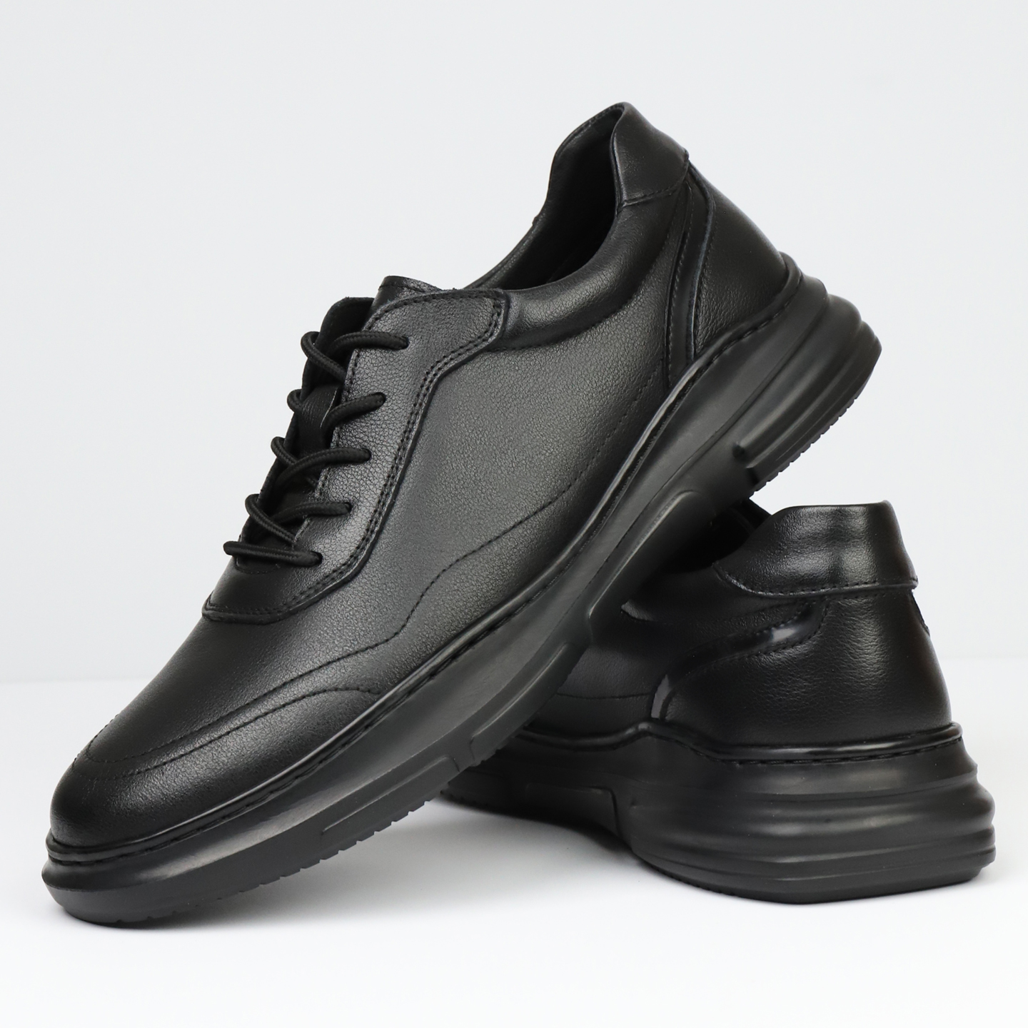 实心轻便半胶车线运动休闲皮鞋