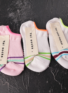 韩国进口Yoi春秋夏纯棉透气薄款时尚船袜舒适宝宝儿童防滑船袜