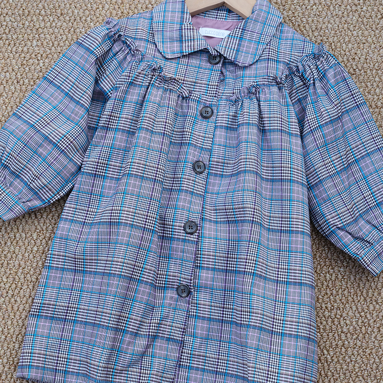 韩国进口春秋女童舒适百搭风衣大衣格子风衣外套进口童装大衣