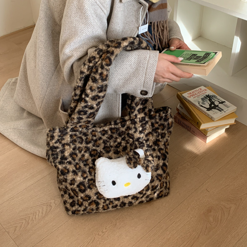 韩系豹纹Hello Kitty毛绒托特包女2025秋冬新款通勤百搭单肩大包,箱包皮具/热销女包/男包,托特包,淘宝优惠券,粉丝福利购,淘宝优惠卷