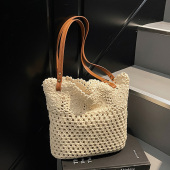 大容量编织托特包包女2026夏季 钩织棉绳手提包海边沙滩单肩包 新款