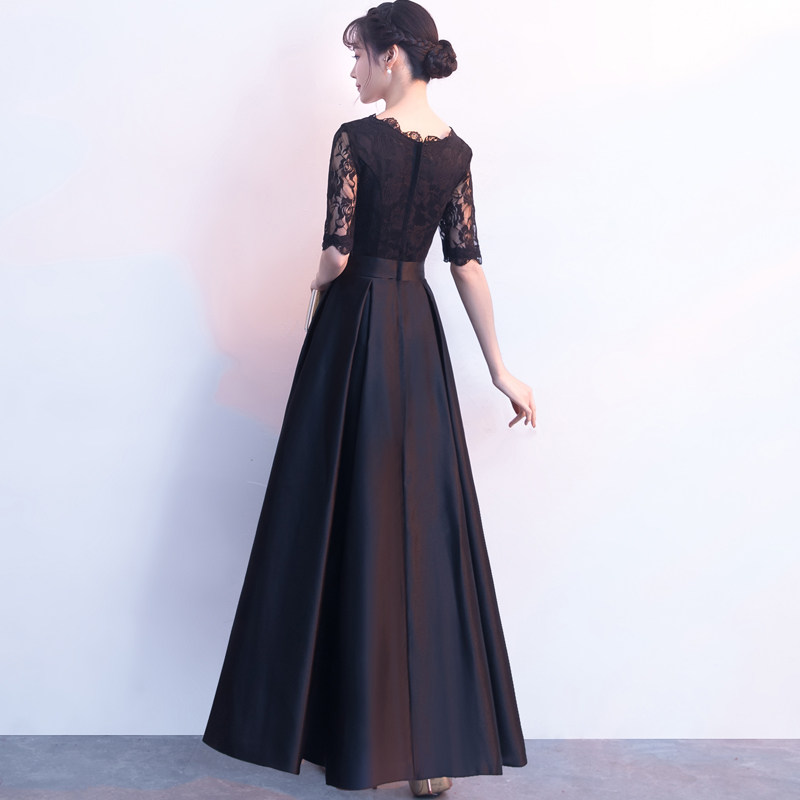 晚礼服裙女2026新款宴会气质黑色名媛主持人毕业成人礼合唱演出服图片