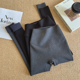 加绒收腹无痕高弹力打底裤女冬季高腰紧身健身芭比裤鲨鱼裤瑜伽裤