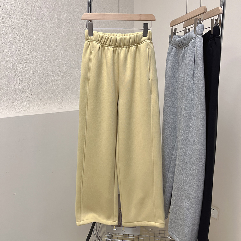 加绒加厚抽绳束脚两穿休闲卫裤