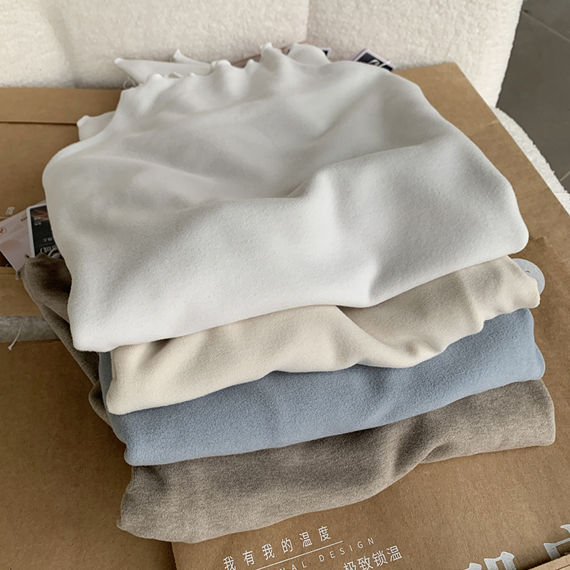 木耳领边半高领羊绒蛋白软糯打底衫女秋冬保暖肌底衣弹力长袖T恤