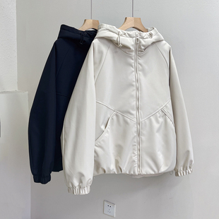 夹棉加厚连帽领棉服冲锋衣女冬季新款保暖宽松加厚棉衣小个子外套