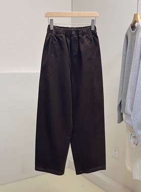 拉绒磨毛加厚松紧高腰九分休闲裤女秋冬新款宽松阔腿直筒哈伦裤