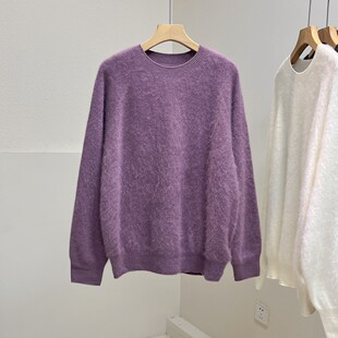 保暖上衣 针织衫 山羊绒羊毛拉绒 软糯亲肤圆领套头毛衣女秋冬新款